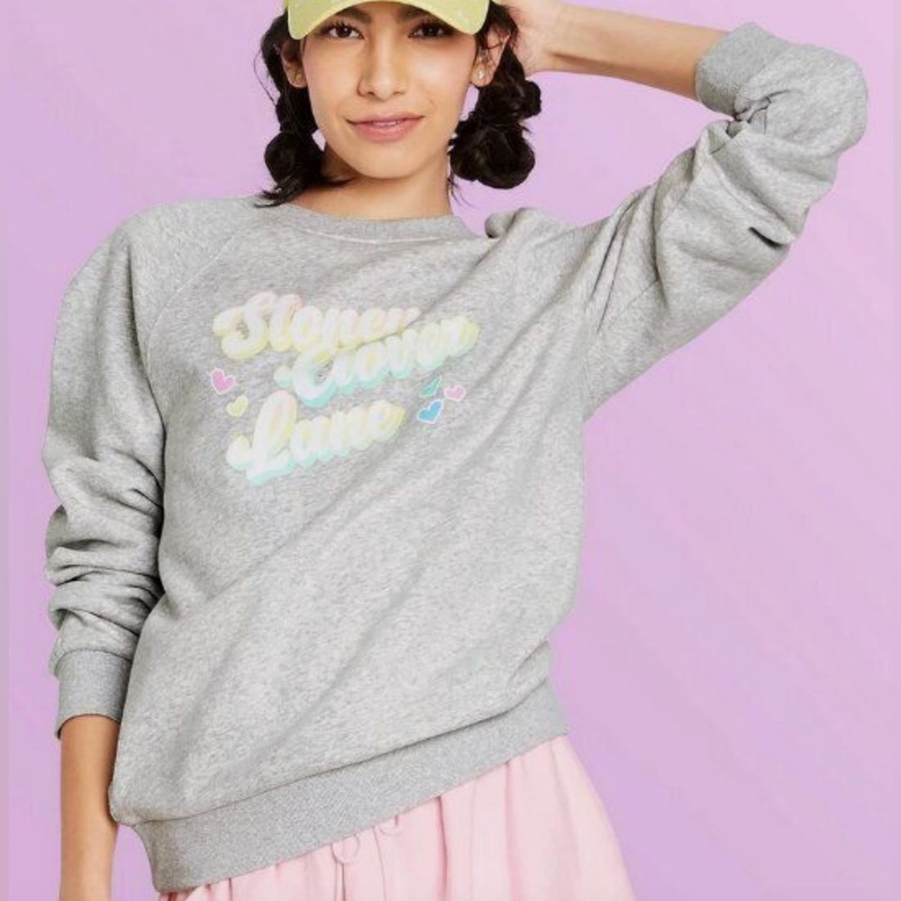 New Stoney Clover Lane x Target Gray Crew Neck Sweatshirt Top Size XS